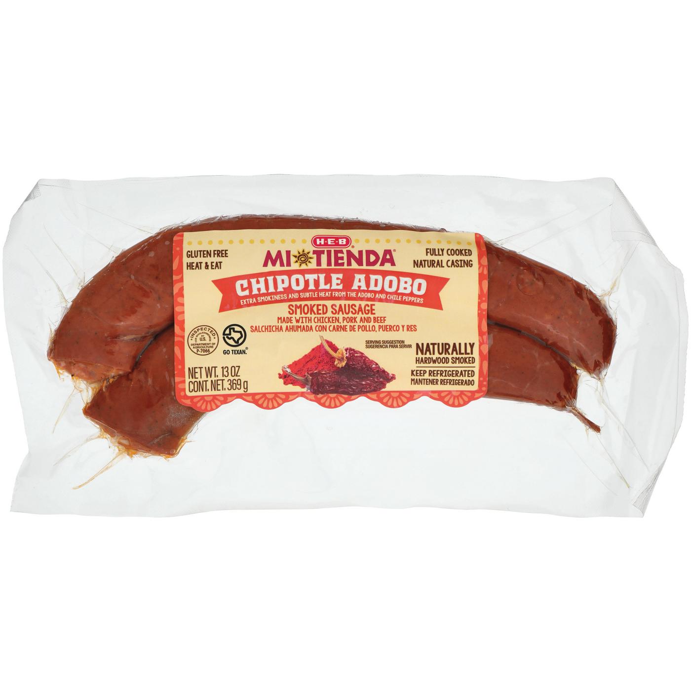 HEB Mi Tienda Chipotle Adobo Smoked Sausage Adobo & Chile Peppers