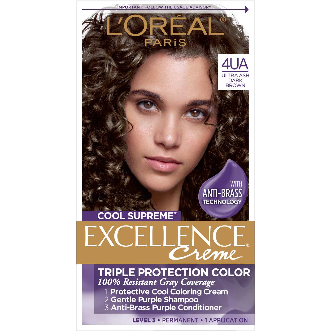L'Oréal Paris Excellence Creme Cool Supreme Permanent Hair Color 4UA Ultra Ash Dark Brown; image 1 of 8