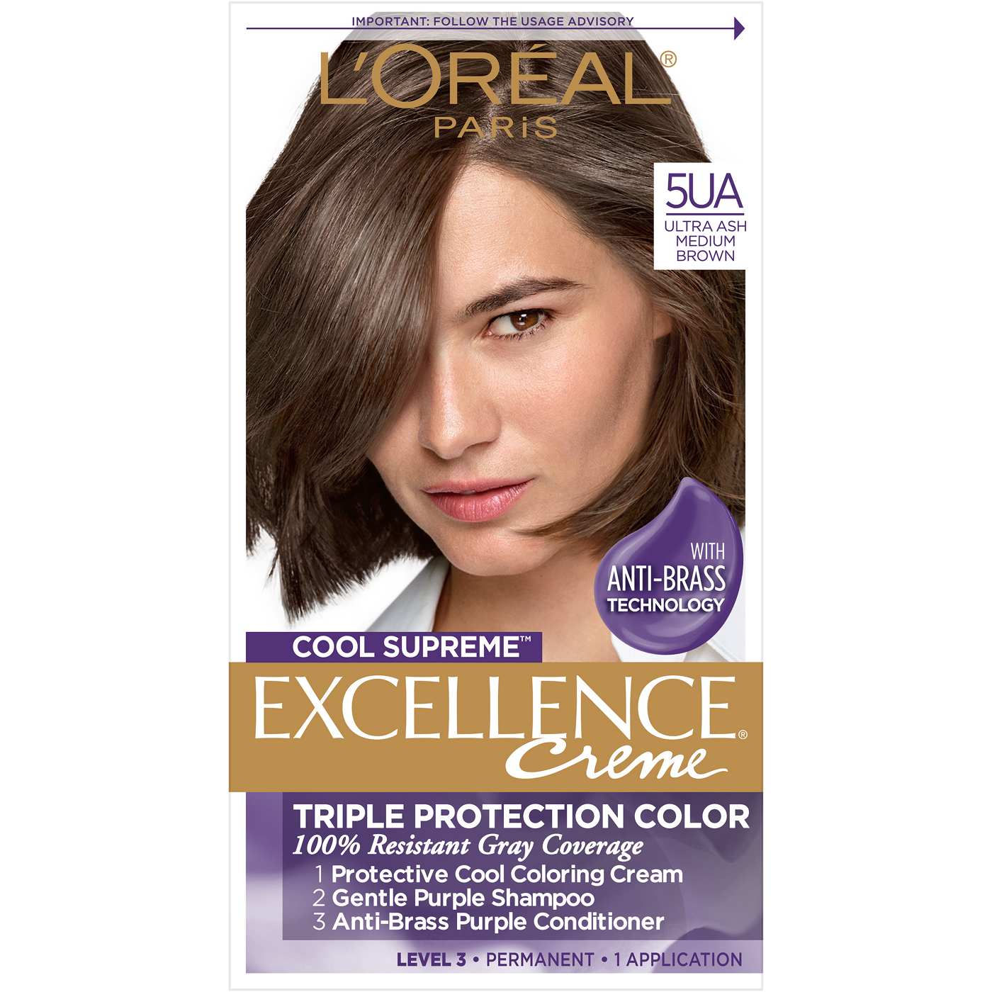 L'Oréal Paris Paris Excellence Creme Cool Supreme Permanent Hair Color 5UA Ultra Ash Medium Brown; image 1 of 9