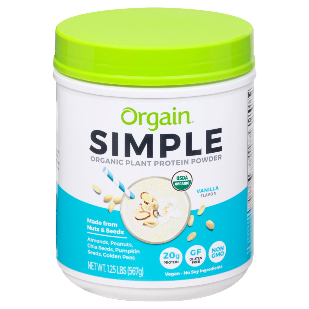 Orgain Simple Organic 20g Plant Protein Powder - Vanilla, 1.25 lb