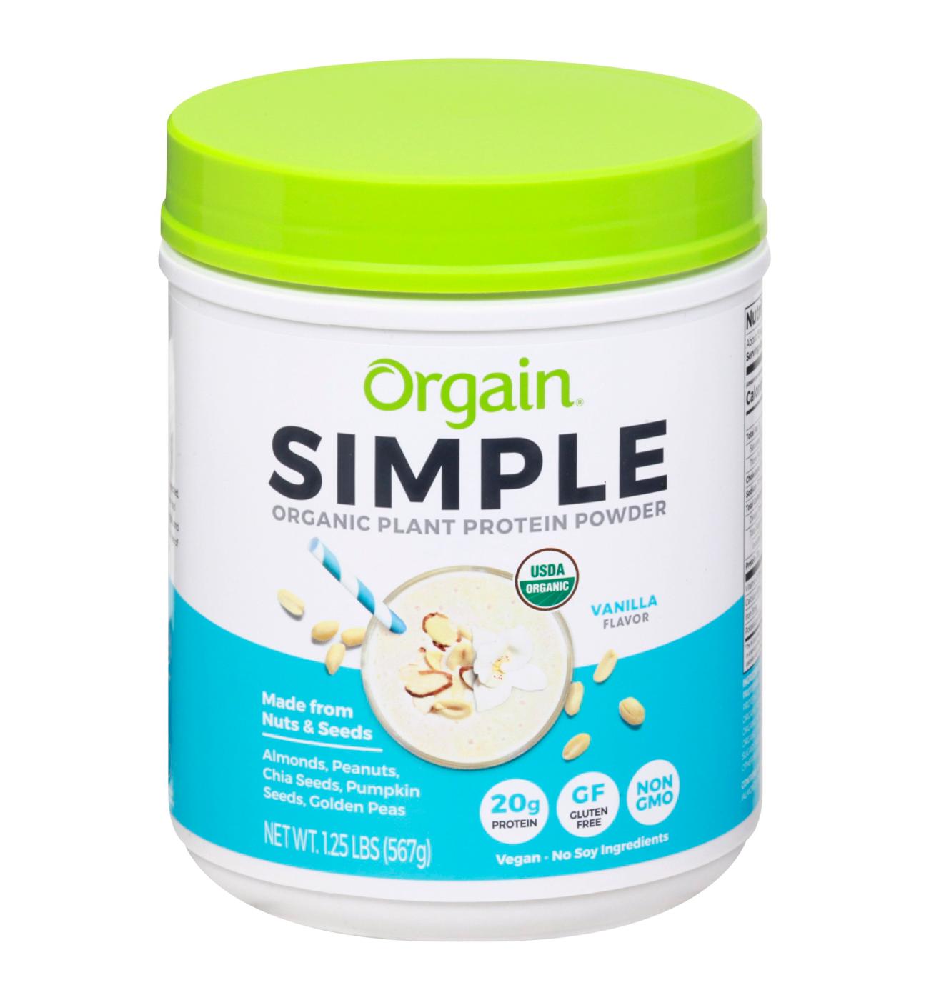 Orgain Simple Organic Plant Protein Powder Vanilla; image 1 of 3