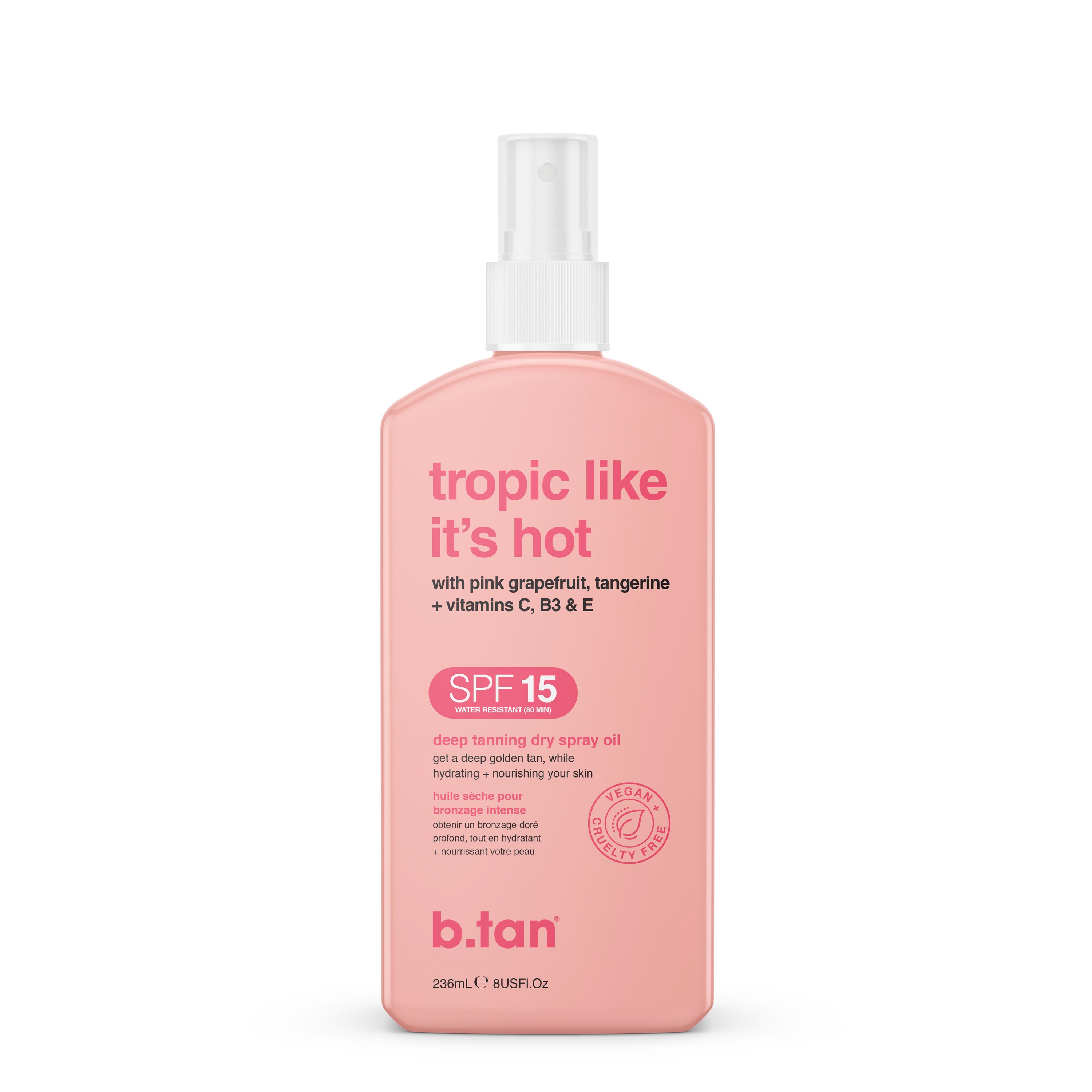 b.tan Tropic Like It's Hot Deep Tanning Dry Spray Oil SPF 15 Shop Bath & Skin Care at HEB