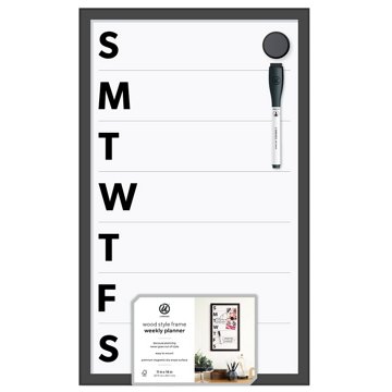 U Brands Wood Frame Weekly Dry Erase Planner, 11" x 18"