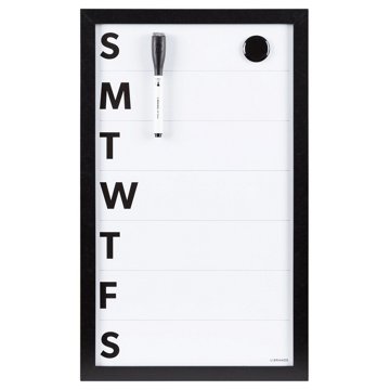 U Brands Wood Frame Weekly Dry Erase Planner, 11" x 18"