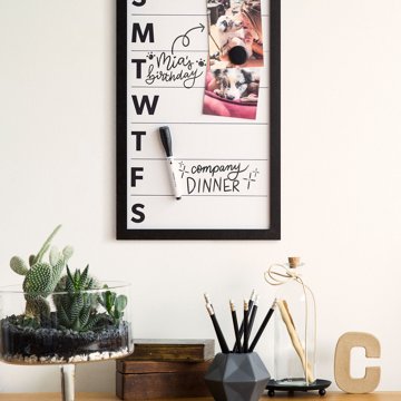 U Brands Wood Frame Weekly Dry Erase Planner, 11" x 18"