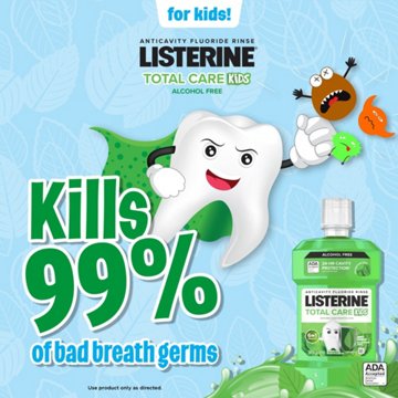 Listerine Kids Smart Rinse Mouthwash - Mint Shield, 16.9 oz