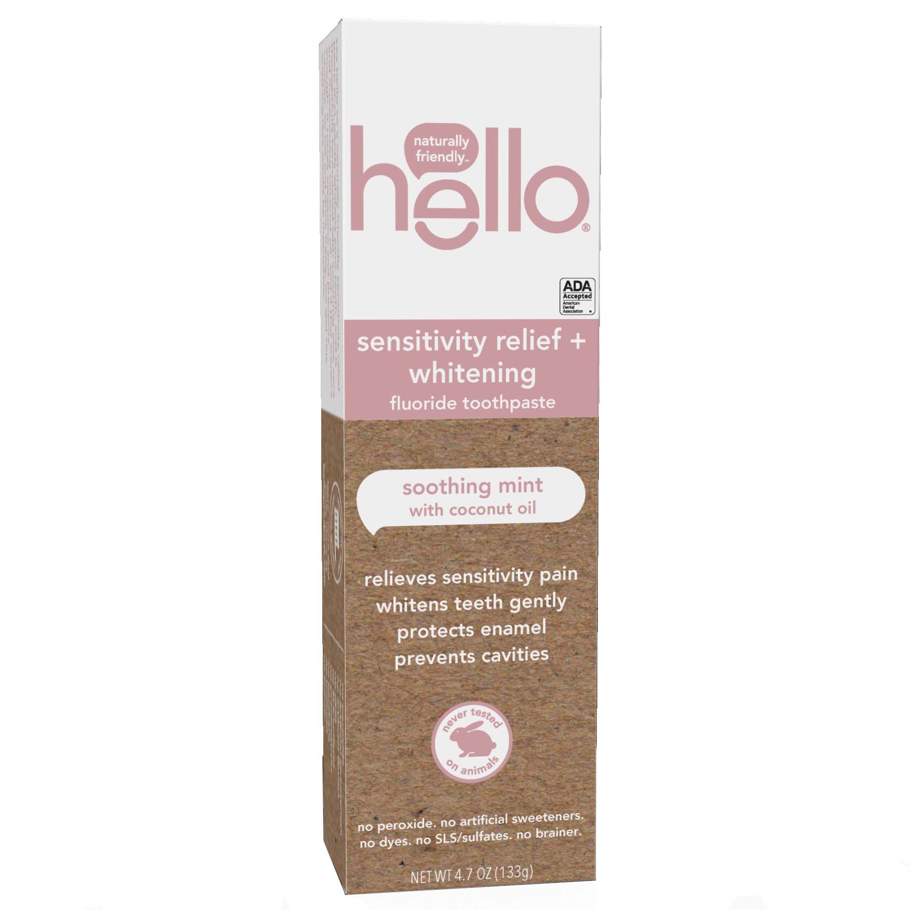 Hello Sensitivity Relief + Whitening Fluoride Toothpaste Soothing Mint