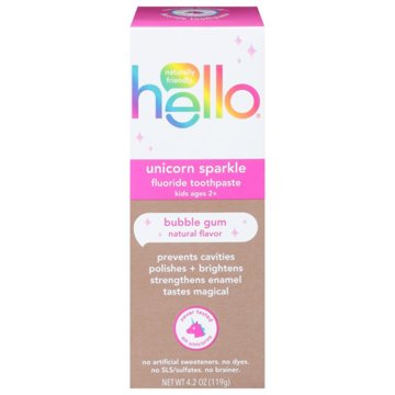 hello Kids Unicorn Sparkle Fluoride Toothpaste - Bubble Gum, 4.2 oz