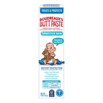 Boudreaux's Butt Paste Sensistive Skin Diaper Rash Cream Ointment, 4 oz