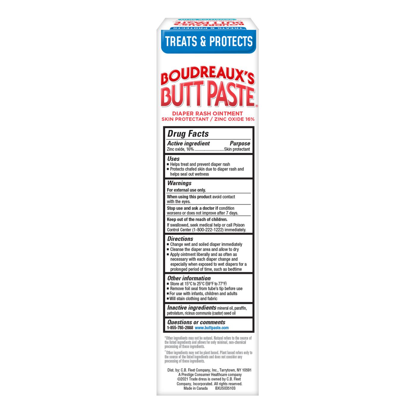 Boudreaux's Butt Paste Sensistive Skin Diaper Rash Cream Ointment