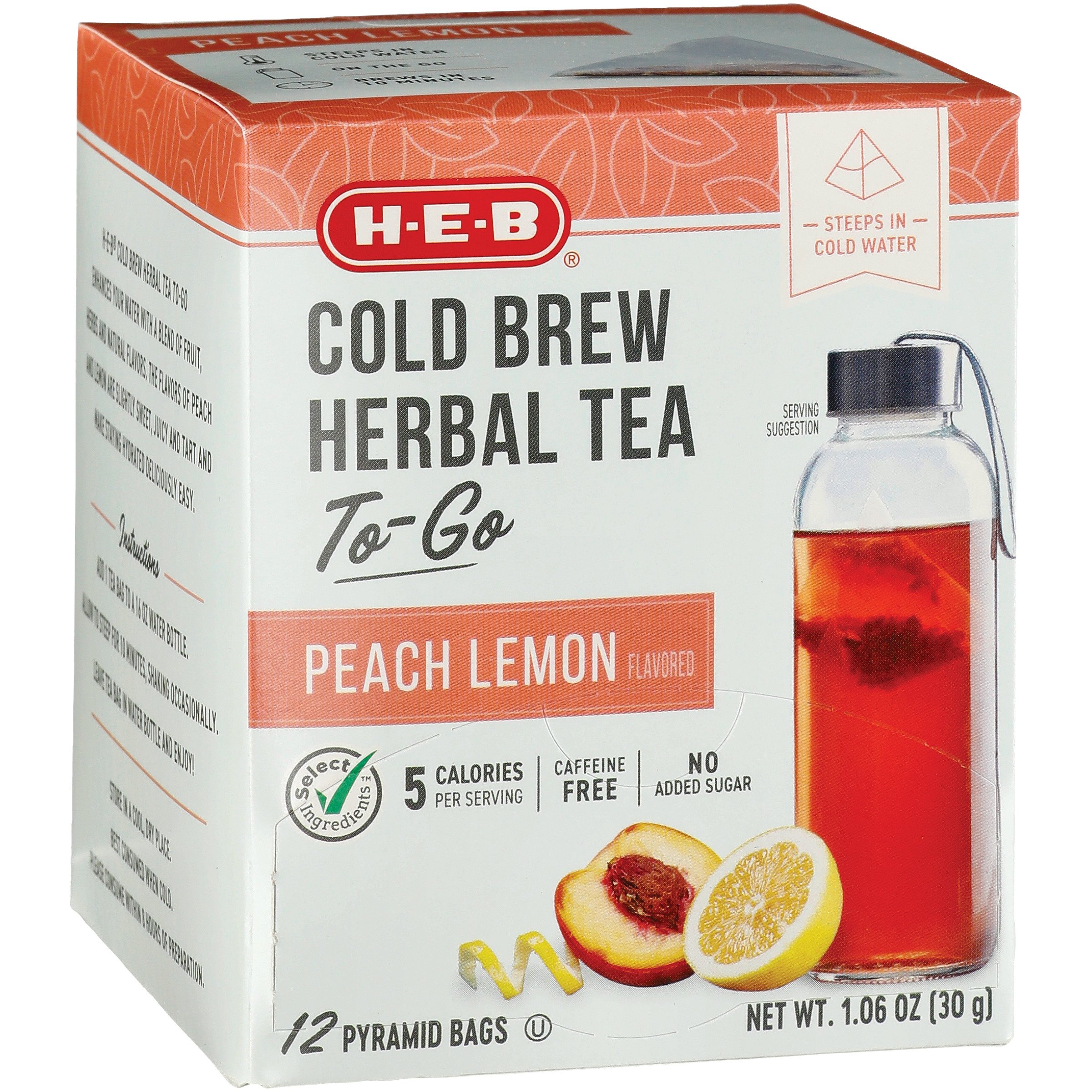 H-E-B Peach Lemon Cold Brew Herbal Tea Bag - Shop Tea at H-E-B