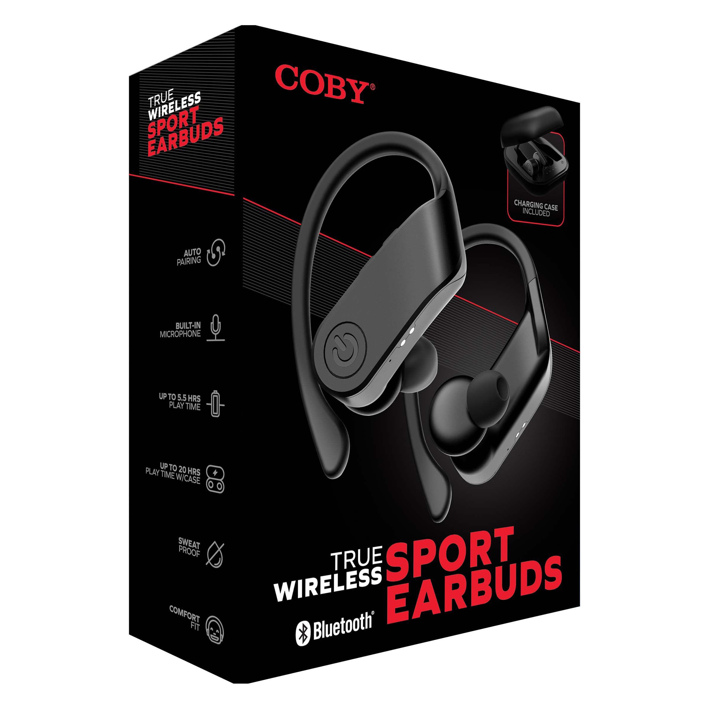 Coby Black True Wireless Sport Earbuds with Charging Case - Shop