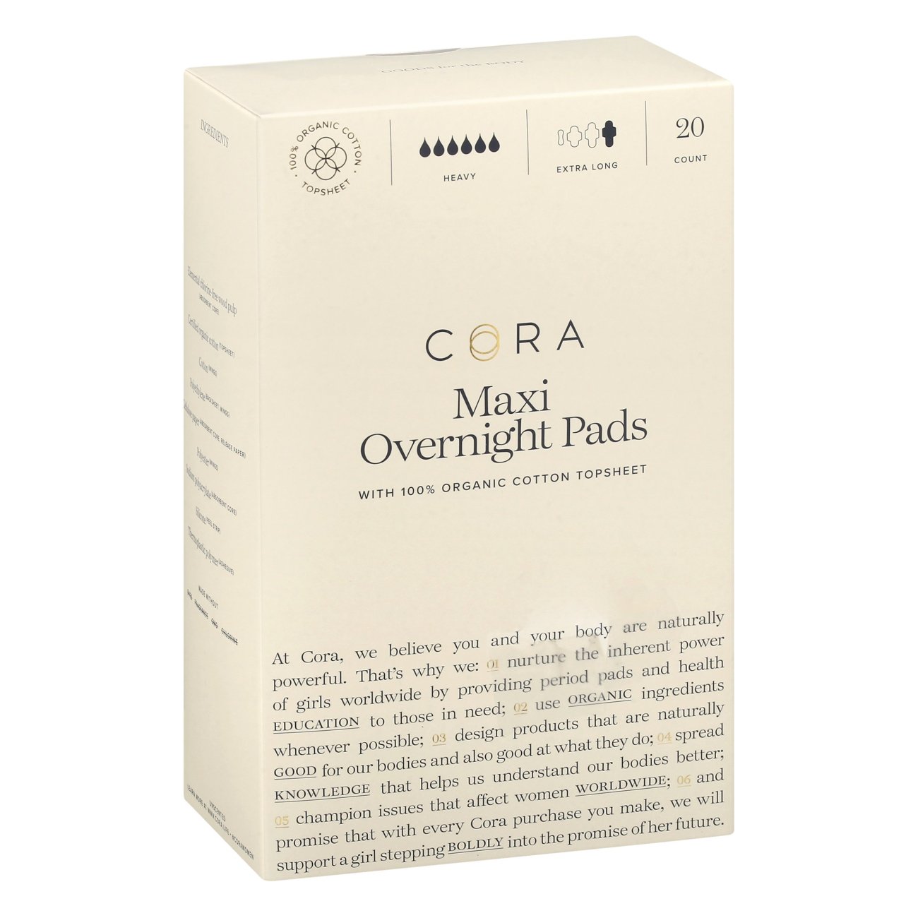 Cora Organic Pads Maxi Overnight Shop Pads & Liners at HEB