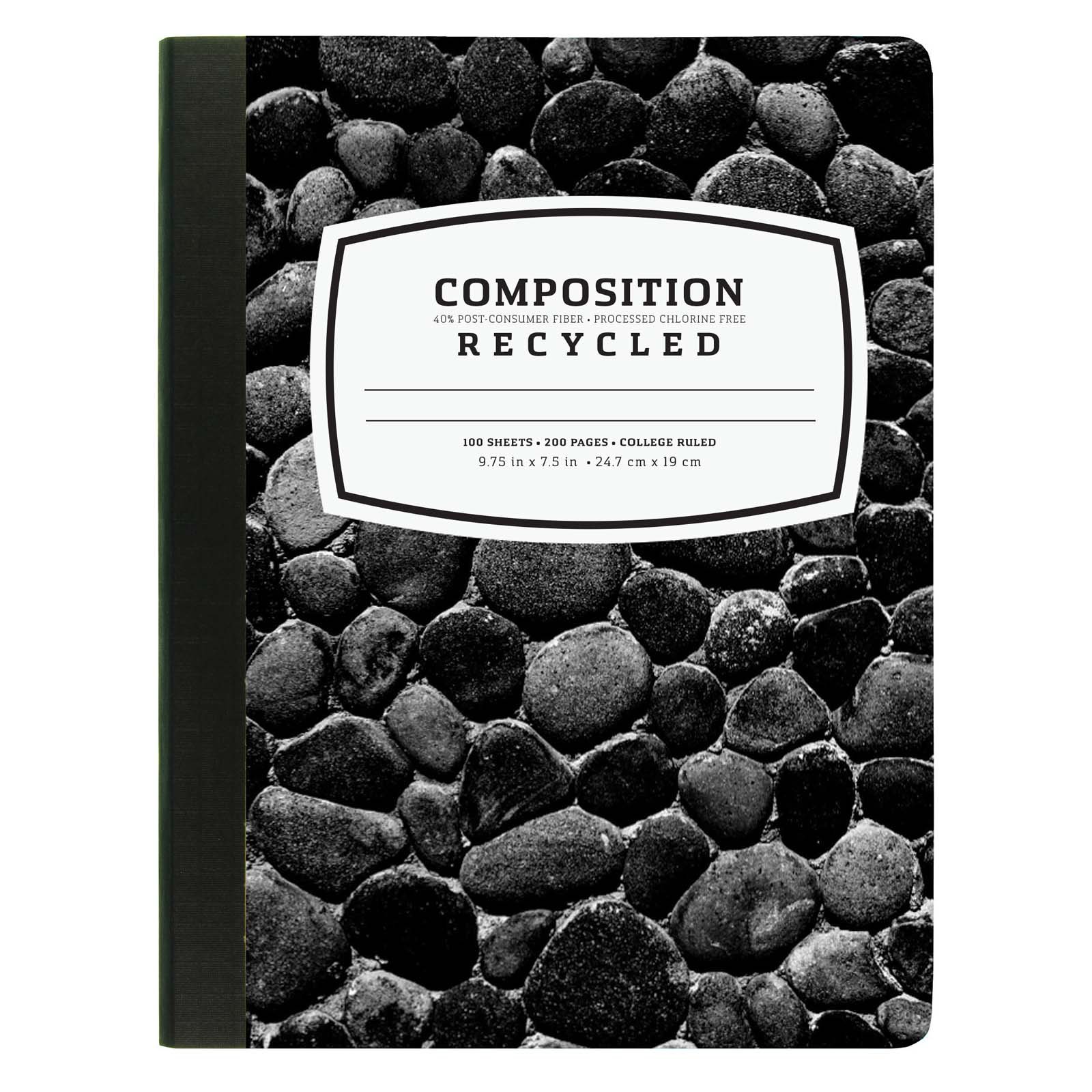 Top Flight Marble Recycled College Ruled Composition Book Black/White