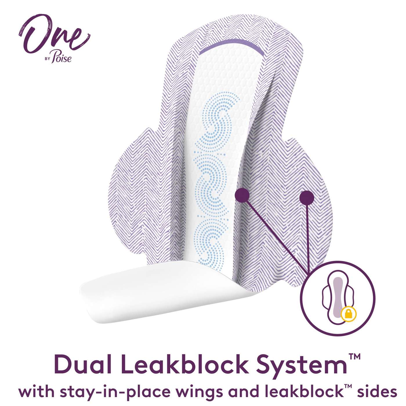 One by Poise 2 in 1 Period and Incontinence Feminine Pads with Wings Postpartum Pads For Women; image 4 of 8
