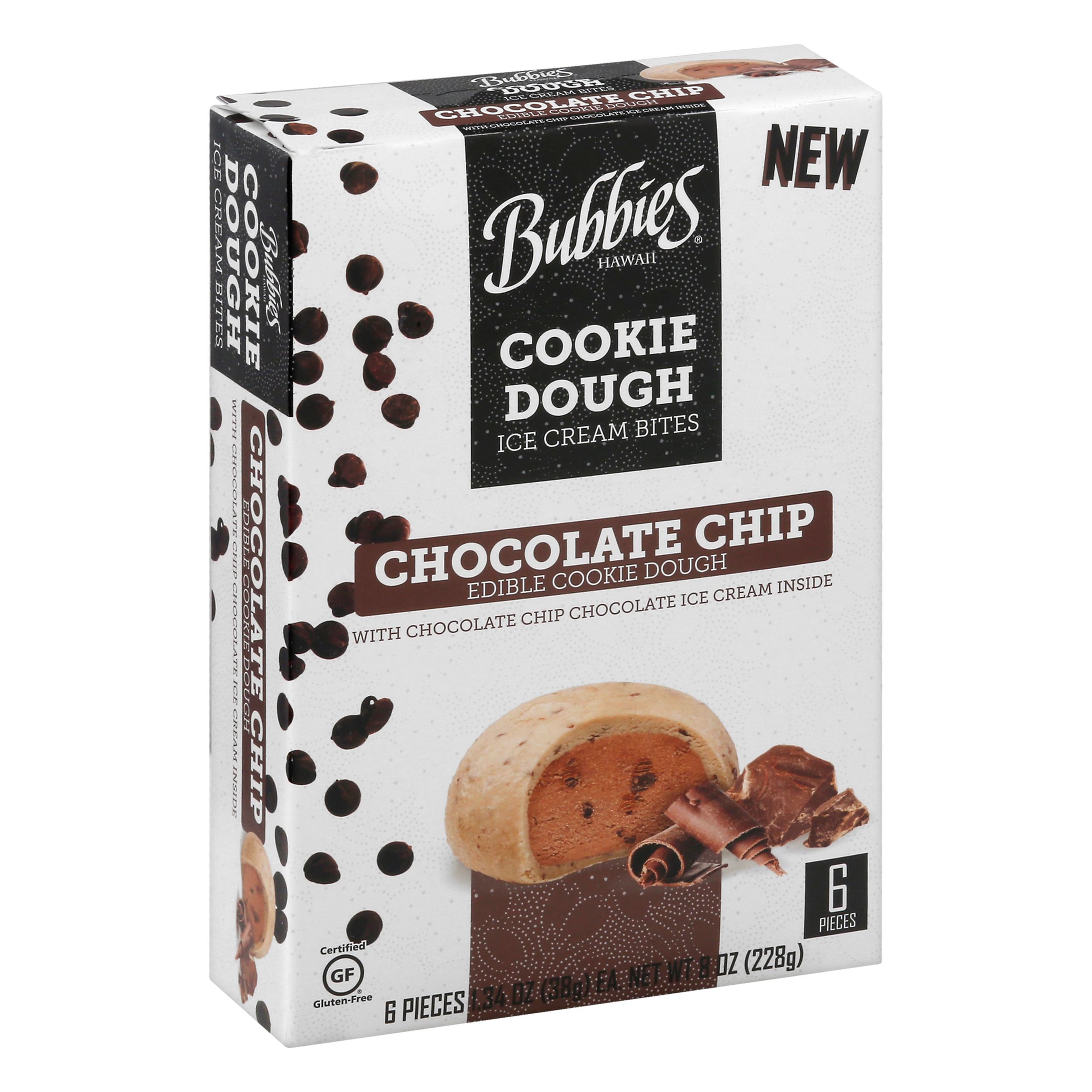 Bubbies Chocolate Chip Chocolate Cookie Dough Ice Cream Bites, 8