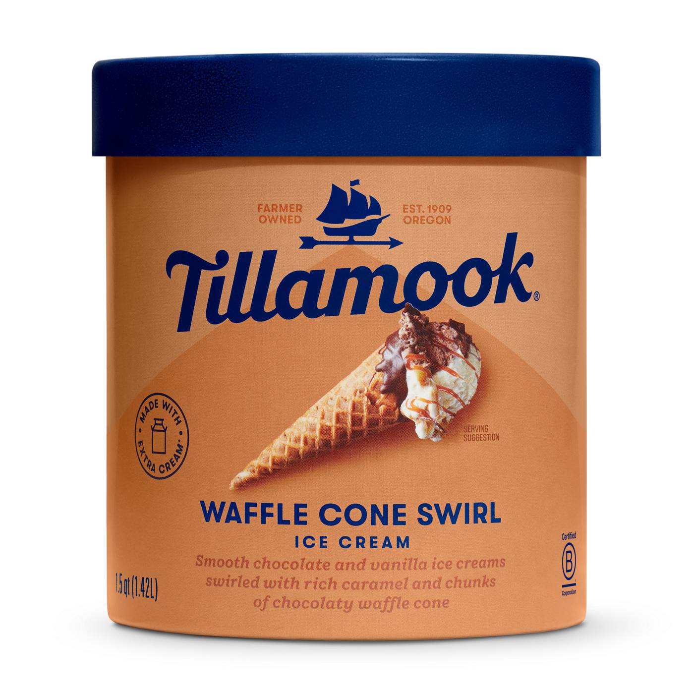 Tillamook Waffle Cone Swirl Ice Cream; image 1 of 5