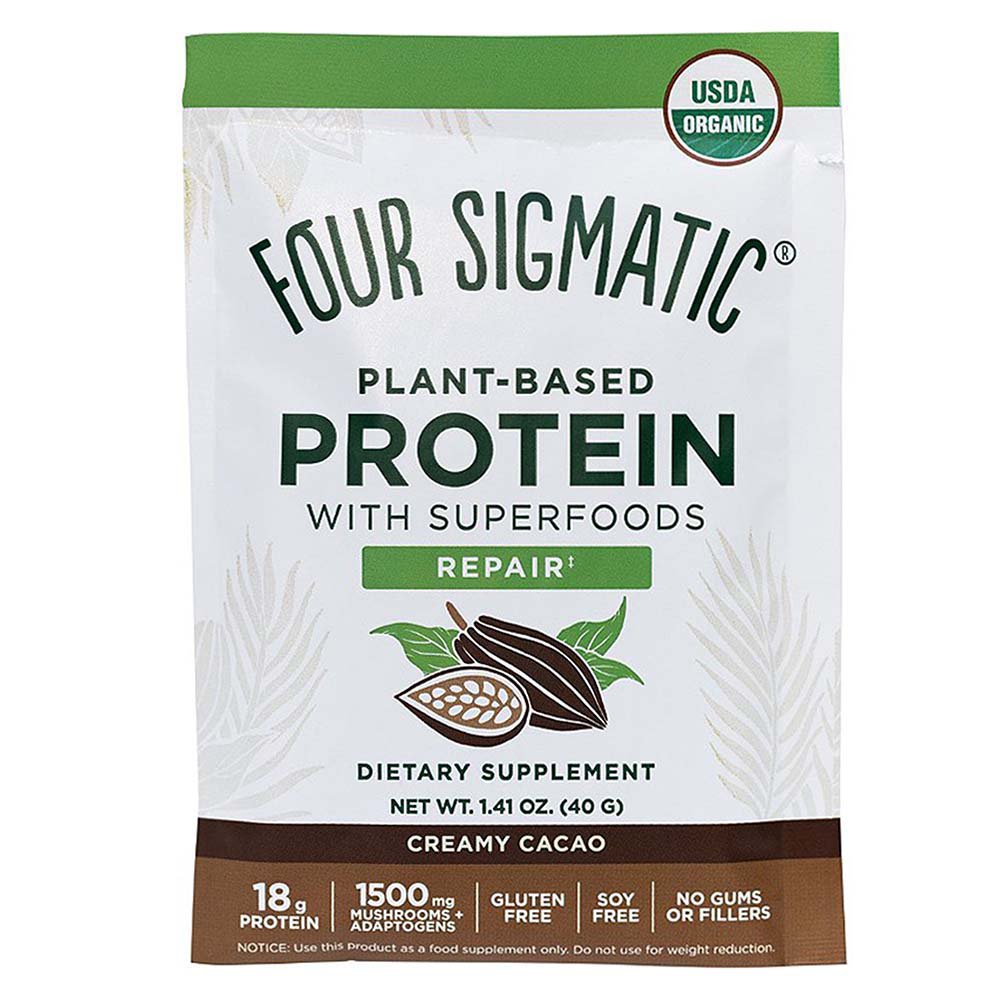 Four Sigmatic PlantBased 18g Protein Powder Packet Creamy Cacao