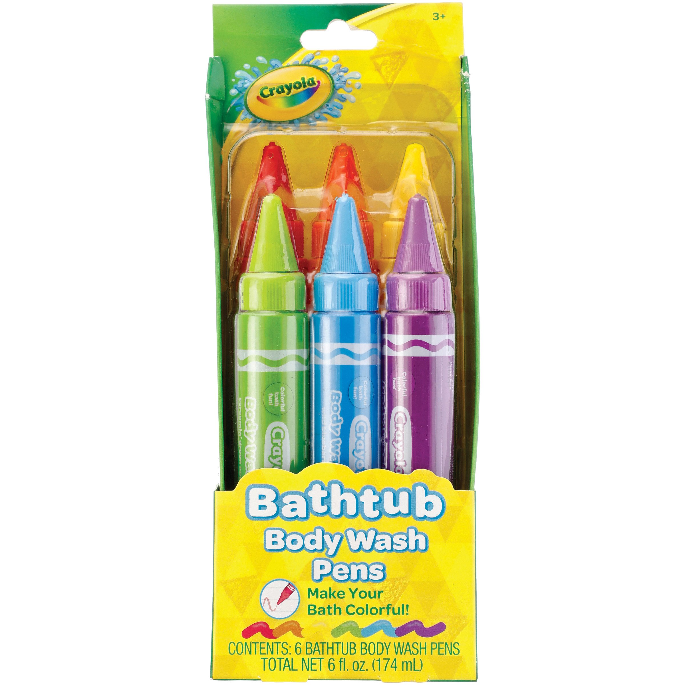 Crayola 6-Piece Bathtub Body Wash Pen Set with Soft Sponge