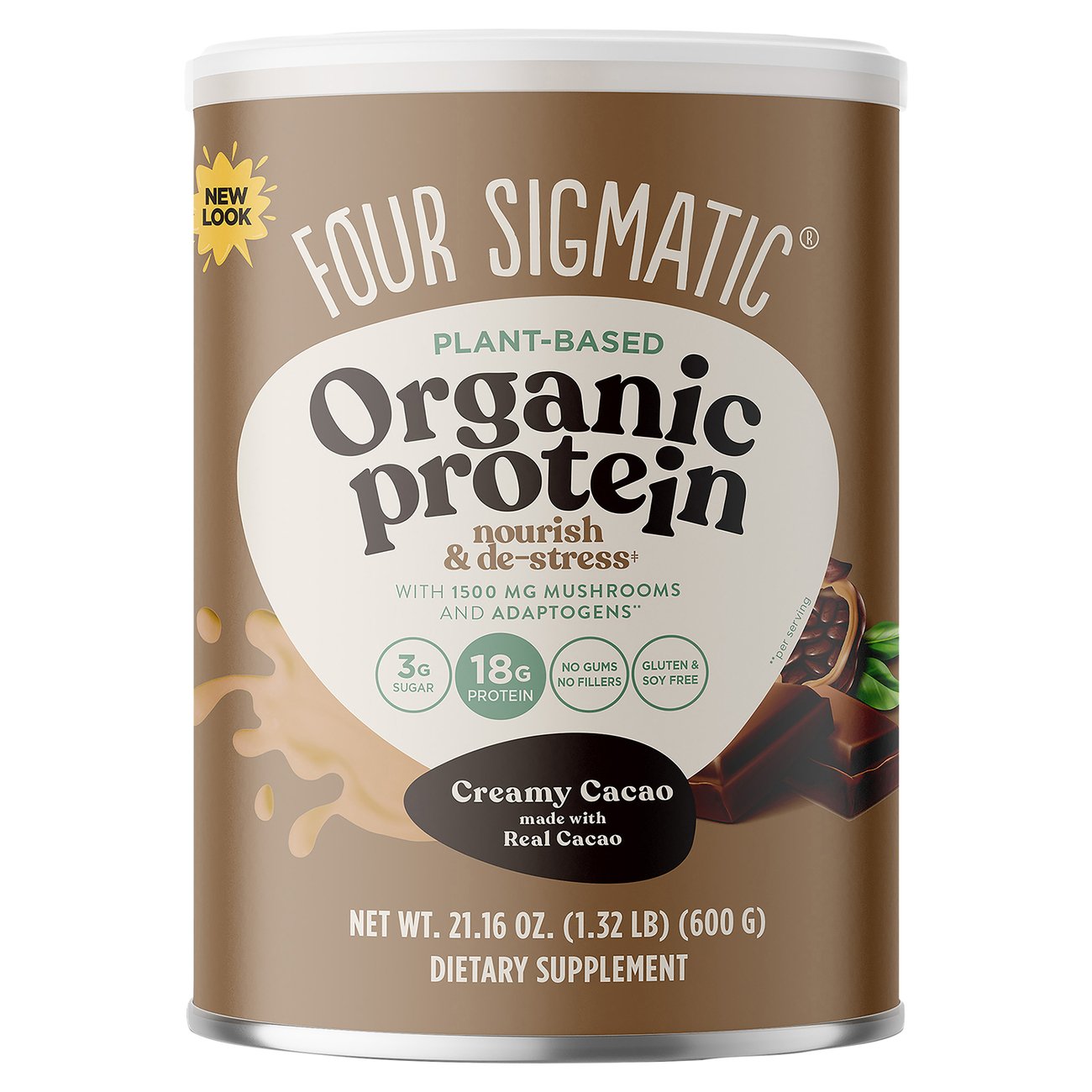 Four Sigmatic PlantBased 18g Protein Powder Creamy Cacao Shop Diet