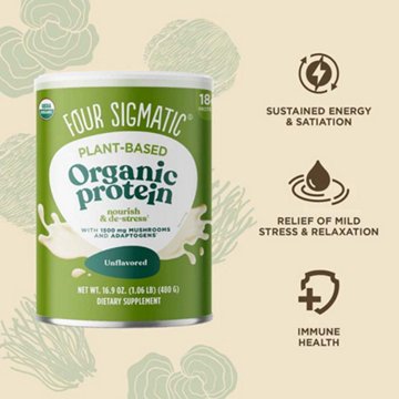 Four Sigmatic Plant-Based Organic 18g Protein Powder - Unflavored, 16.9 oz