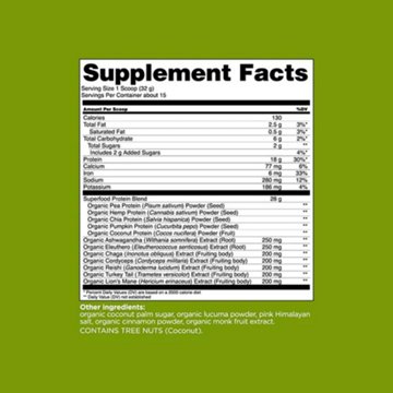 Four Sigmatic Plant-Based Organic 18g Protein Powder - Unflavored, 16.9 oz