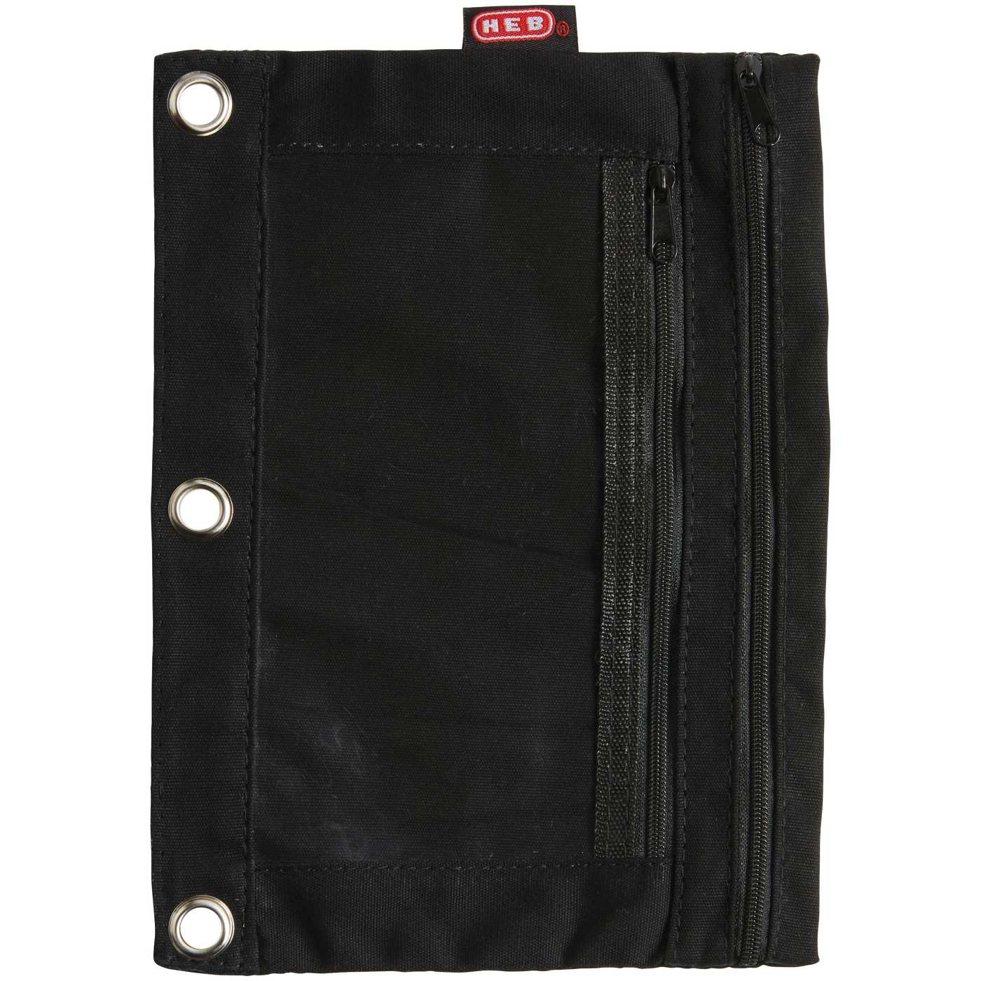 H-E-B Dual Compartment Pencil Binder Pouch - Black; image 1 of 2