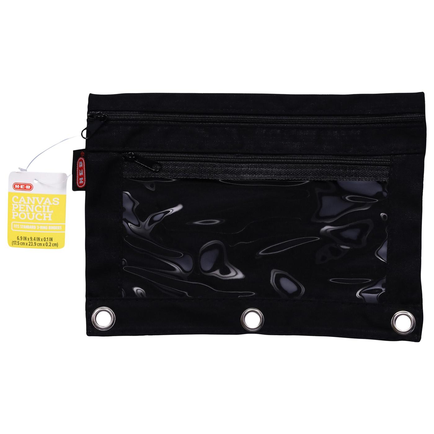 H-E-B Dual Compartment Pencil Binder Pouch - Black; image 2 of 2