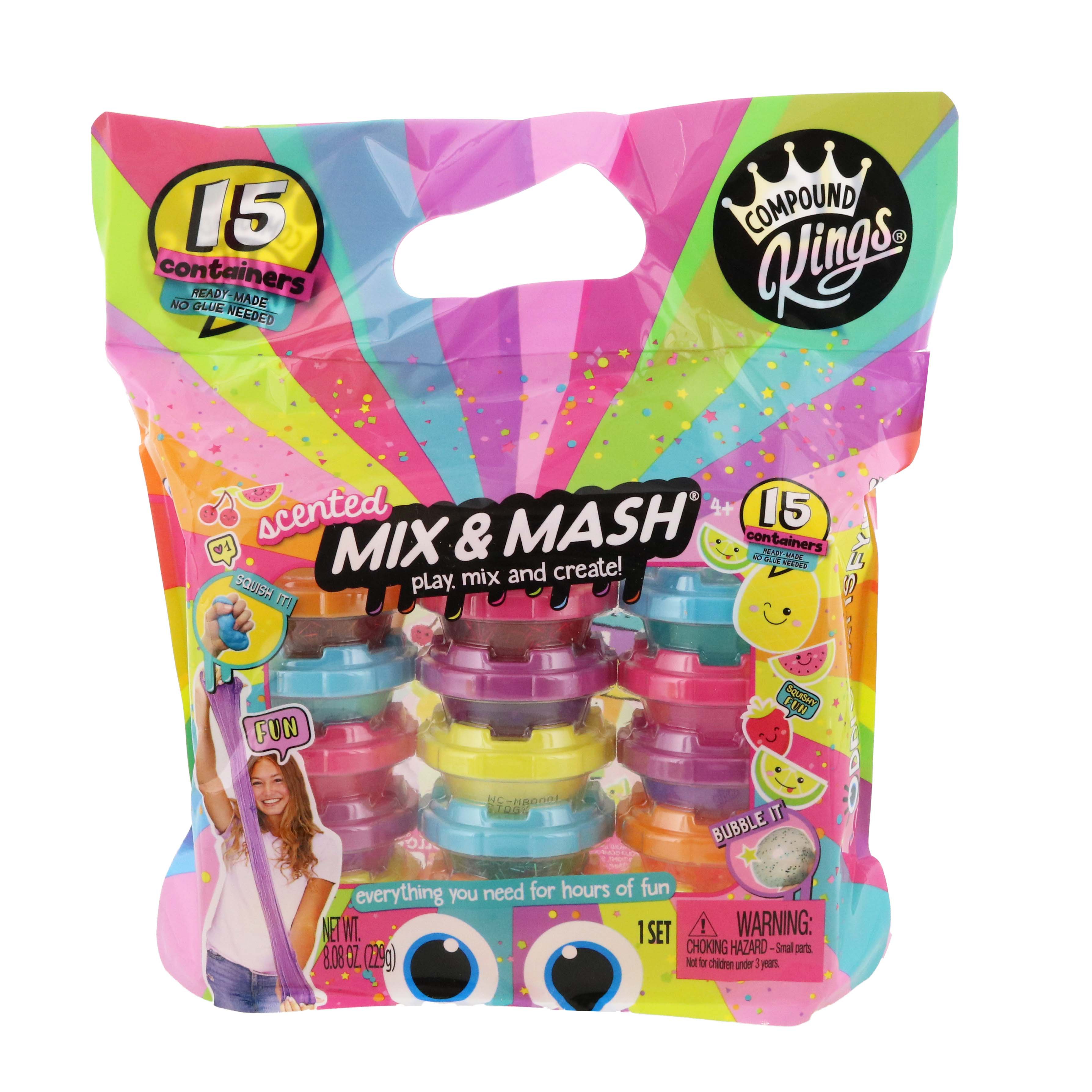 COMPOUND KINGS Fluffy Mix & Mash Deluxe Slime Kit for Girls & Boys |  Sensory Toys | Non-Sticky | Stress Relieving Tactile | (Fluffy, Clear  Slime, Foam