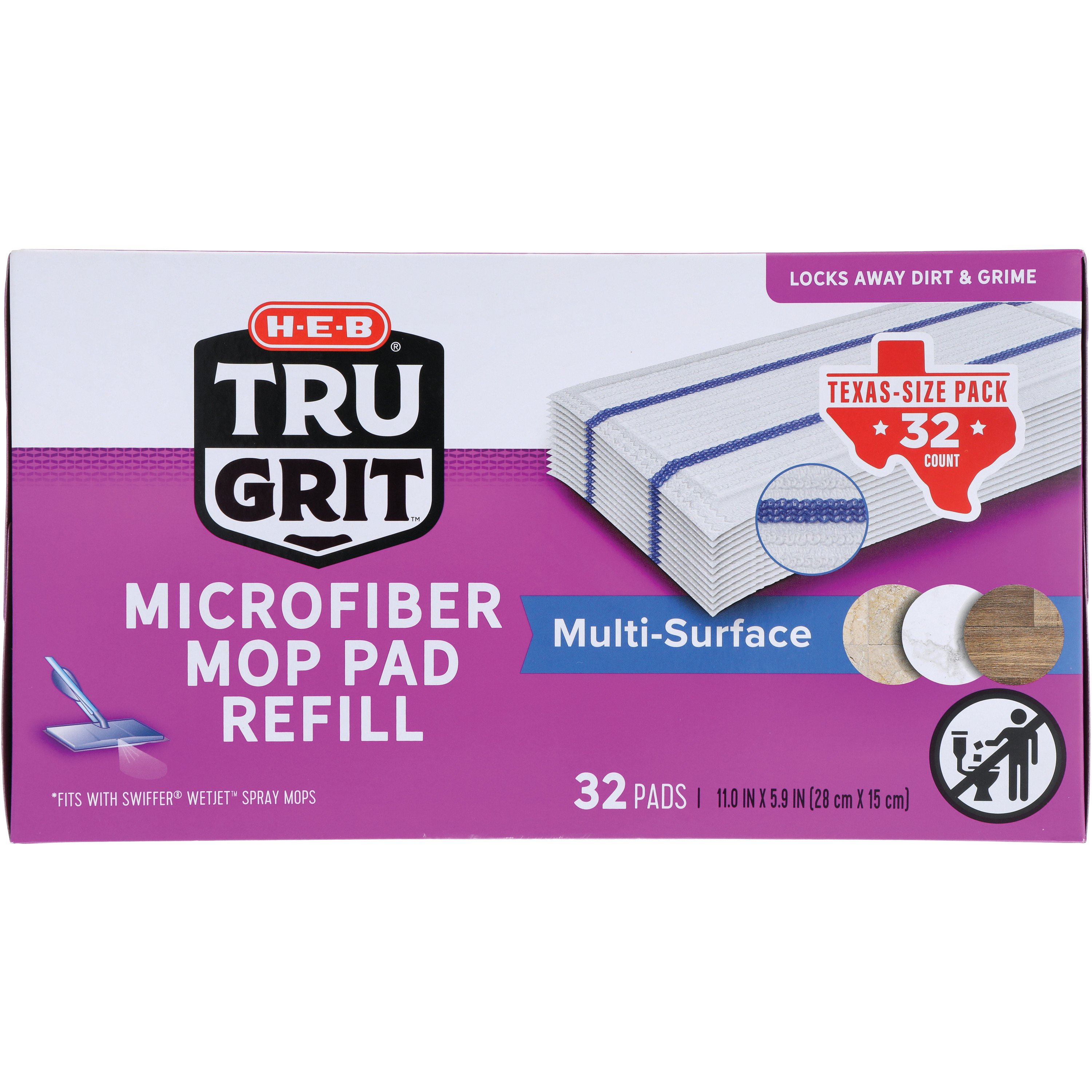 H-E-B Tru Grit Microfiber Mop Pad Refills, Value Pack, 32 ct