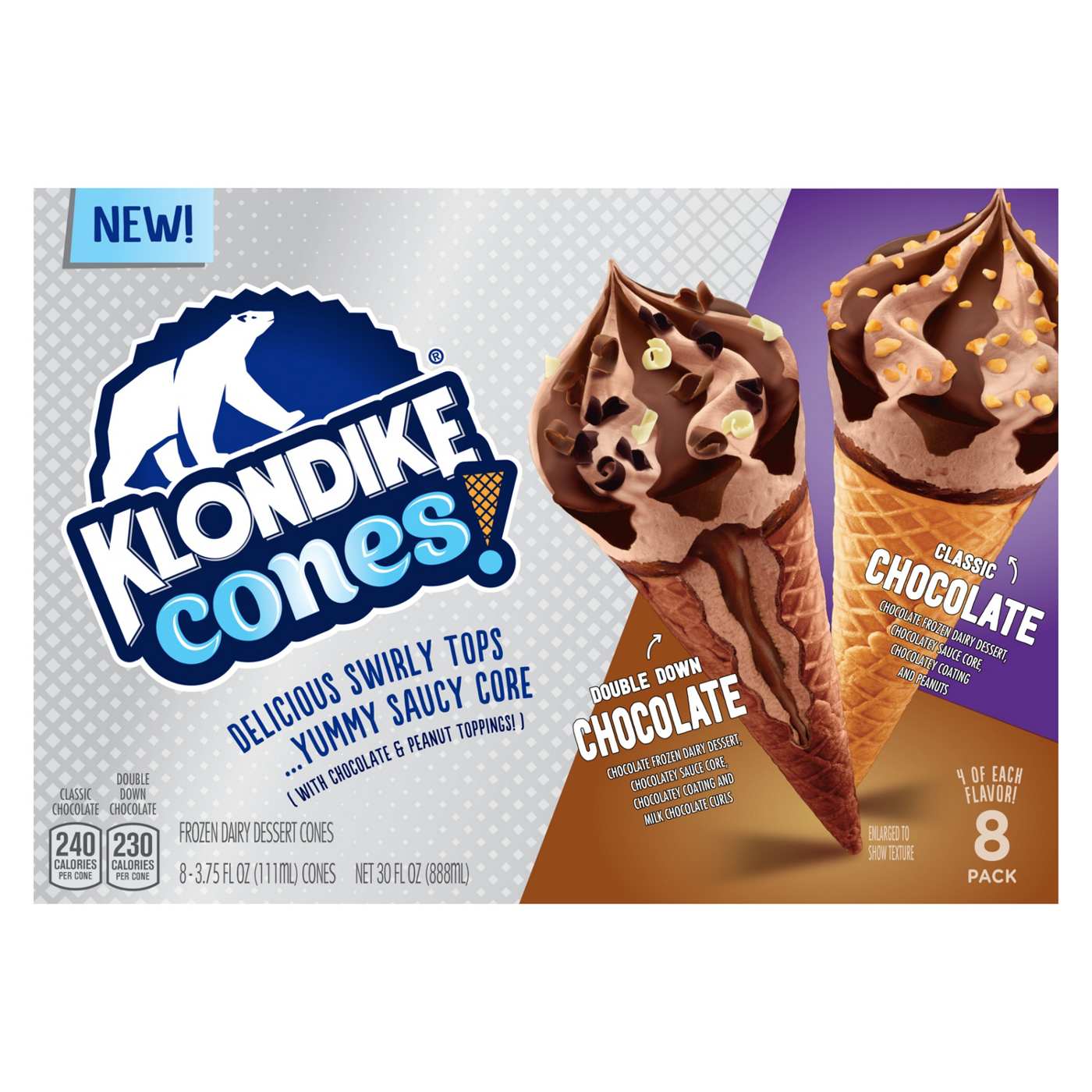 Klondike Classic Chocolate & Double Down Chocolate Frozen Dairy Dessert Cones; image 1 of 10