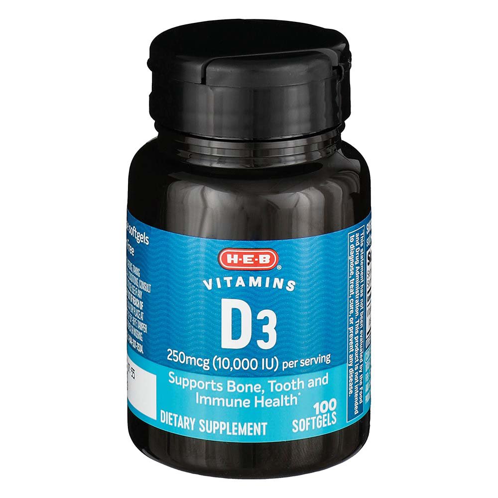 HEB Vitamins Vitamin D3 Softgels 10,000 IU Shop Vitamins