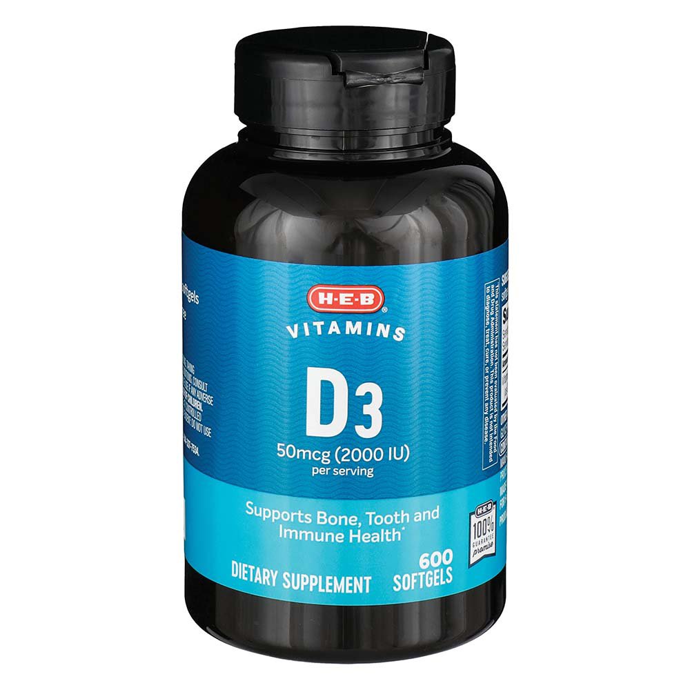 HEB Vitamins Vitamin D3 Softgels 2,000 IU Shop Vitamins