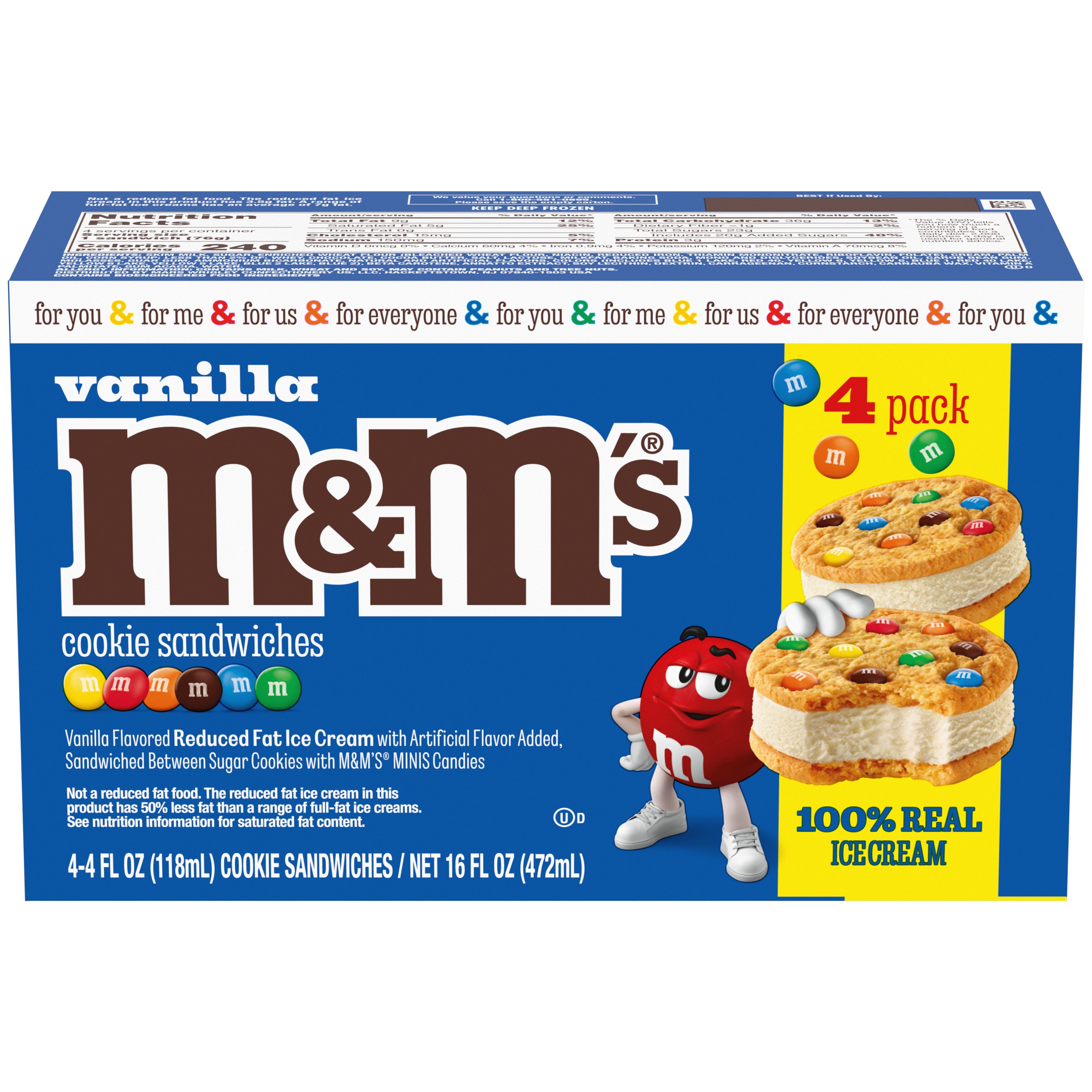 M&Ms Vanilla Cookie Ice Cream Sandwiches - Shop Cones & Sandwiches at H-E-B