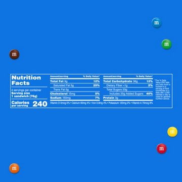 M&M'S Reduced Fat Vanilla Ice Cream Cookie Sandwiches, 4 ct