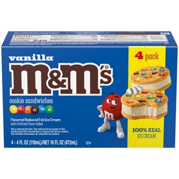 M&M'S Reduced Fat Vanilla Ice Cream Cookie Sandwiches, 4 ct