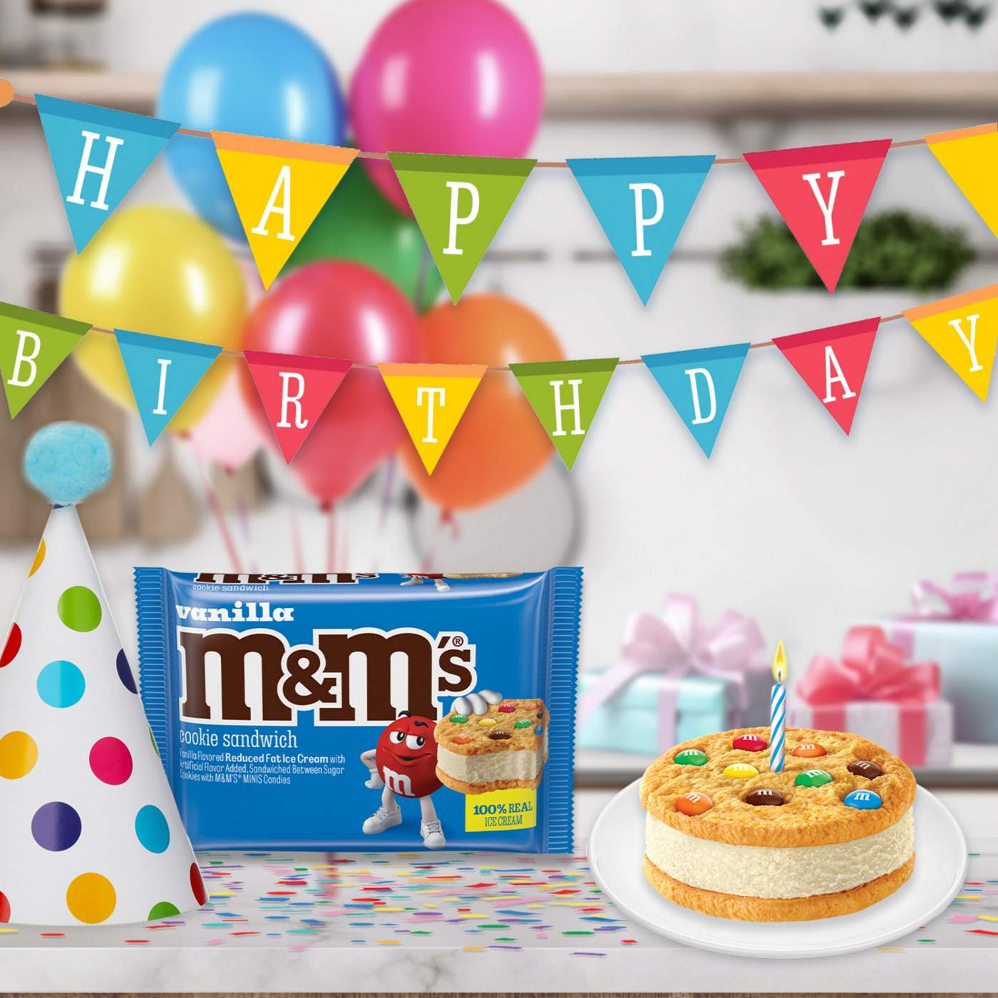 M&M'S Reduced Fat Vanilla Ice Cream Cookie Sandwiches; image 8 of 9