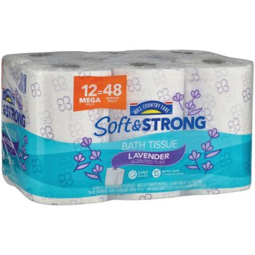 Hill Country Fare Soft & Strong Toilet Paper - Lavender Scented, 12 Mega Rolls