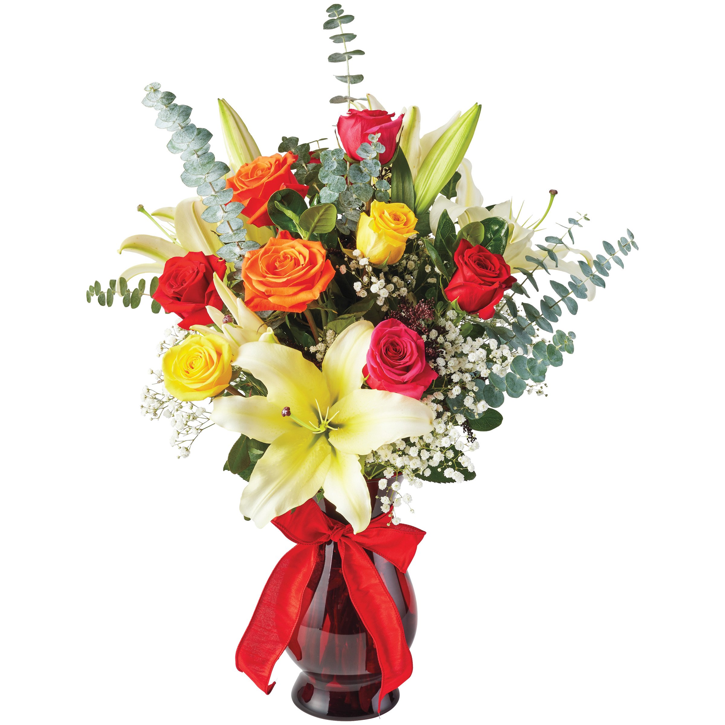 BLOOMS by HEB Designer Dozen Rainbow Roses & Lilies Floral