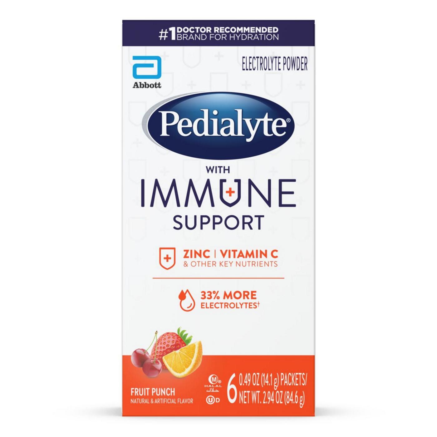 Pedialyte with Immune Support Electrolyte Powder Packs - Fruit Punch; image 1 of 7