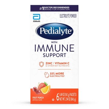Pedialyte with Immune Support Electrolyte Powder Packs - Fruit Punch, 6 ct