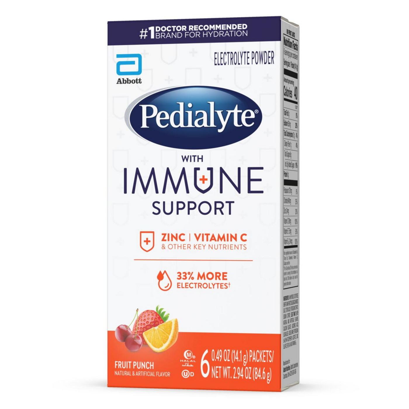 Pedialyte with Immune Support Electrolyte Powder Packs - Fruit Punch; image 2 of 7