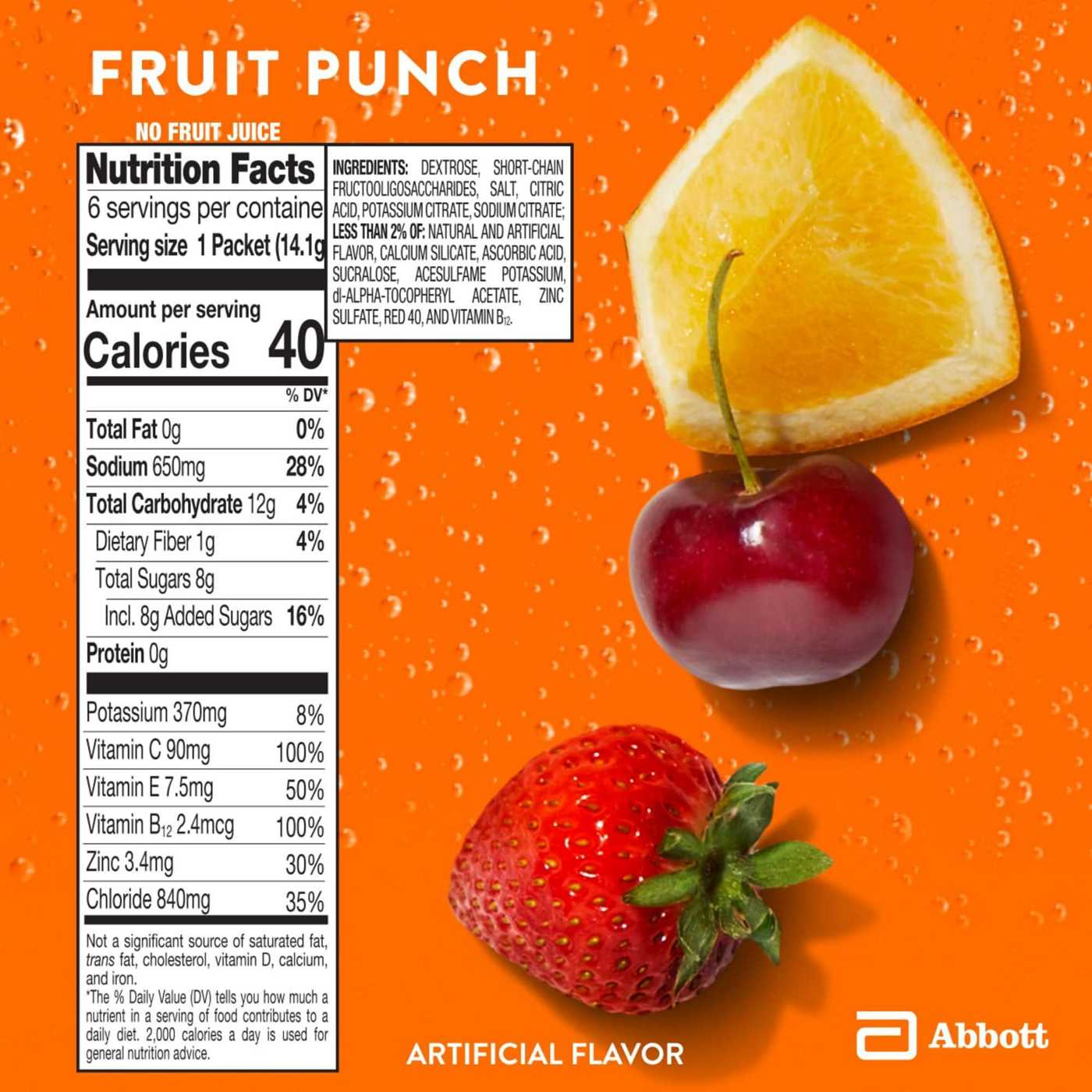 Pedialyte with Immune Support Electrolyte Powder Packs Fruit Punch