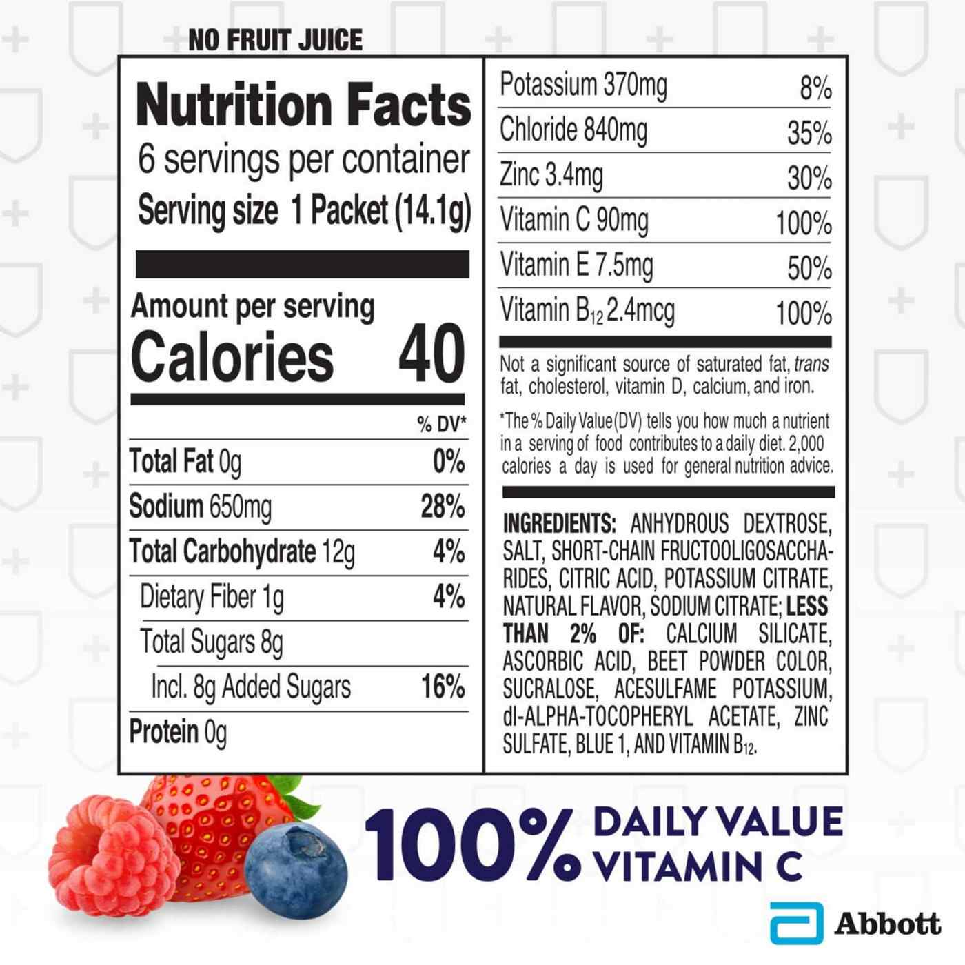 Pedialyte with Immune Support Electrolyte Powder Packs - Mixed Berry; image 3 of 7