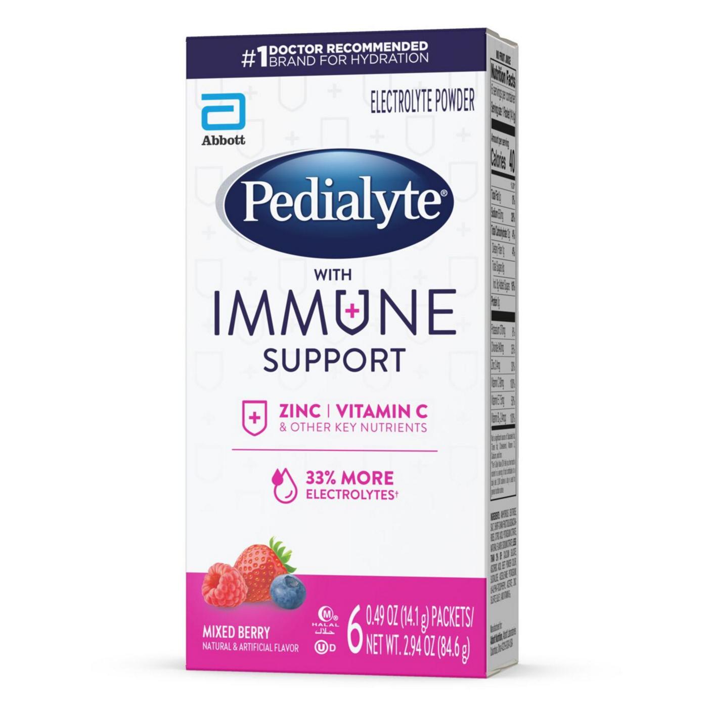 Pedialyte with Immune Support Electrolyte Powder Packs - Mixed Berry; image 4 of 7