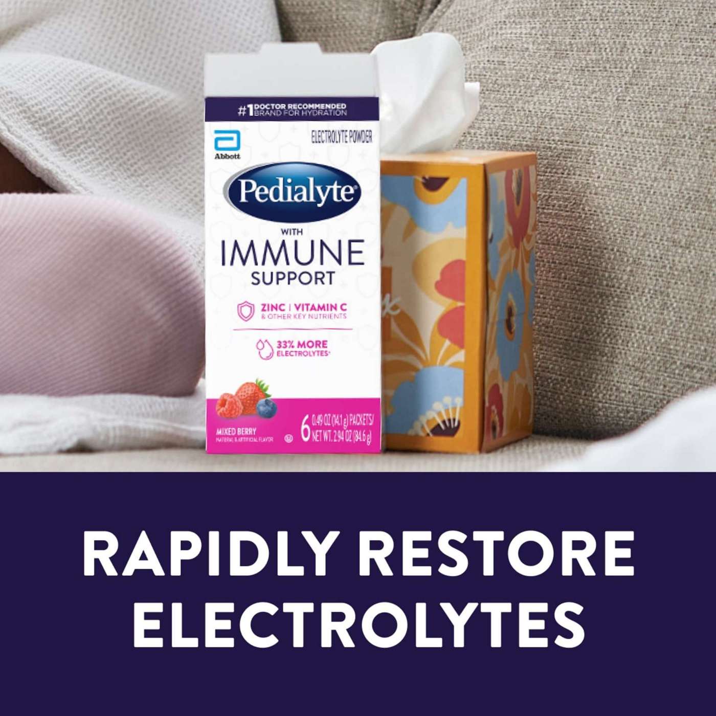 Pedialyte with Immune Support Electrolyte Powder Packs - Mixed Berry; image 5 of 8