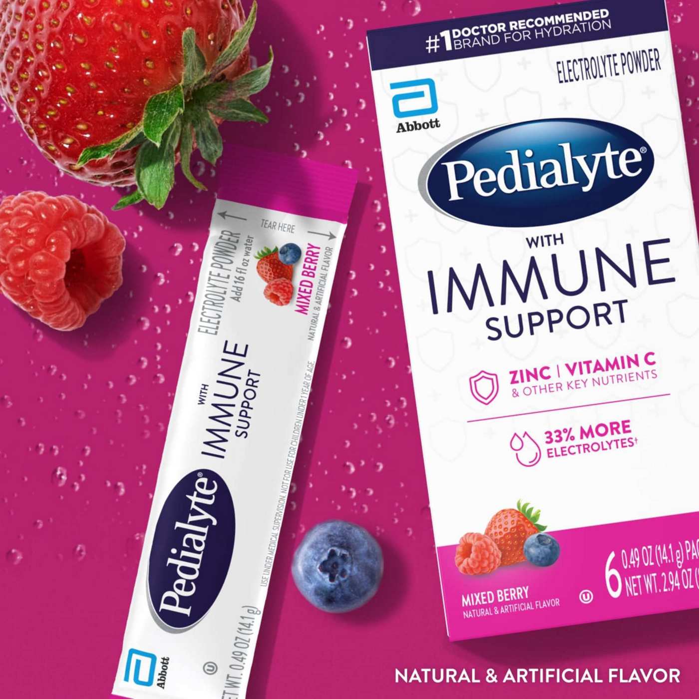 Pedialyte with Immune Support Electrolyte Powder Packs - Mixed Berry; image 6 of 8