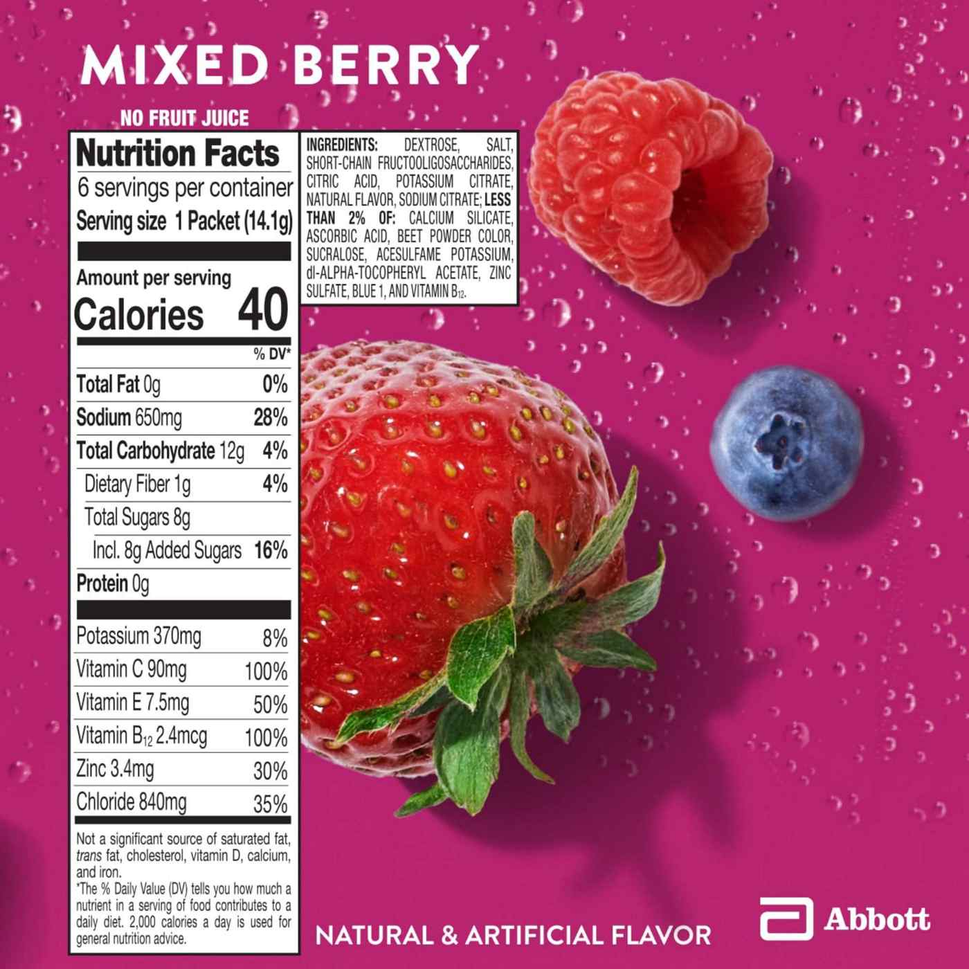 Pedialyte with Immune Support Electrolyte Powder Packs - Mixed Berry; image 7 of 8