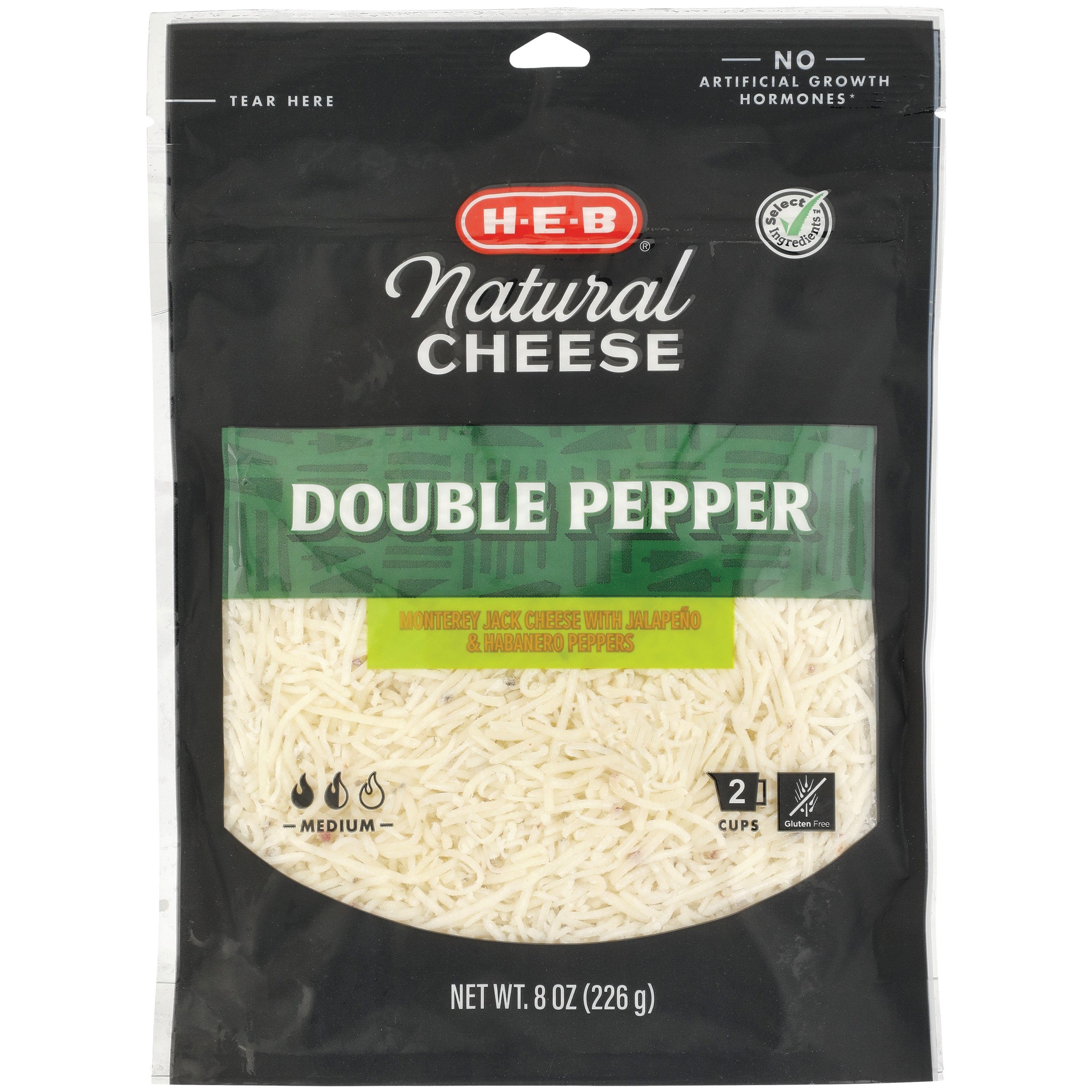 H-E-B Double Pepper Monterey Jack Shredded Cheese, 8 oz
