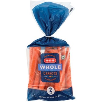 H-E-B Fresh Whole Carrots, 2 lbs